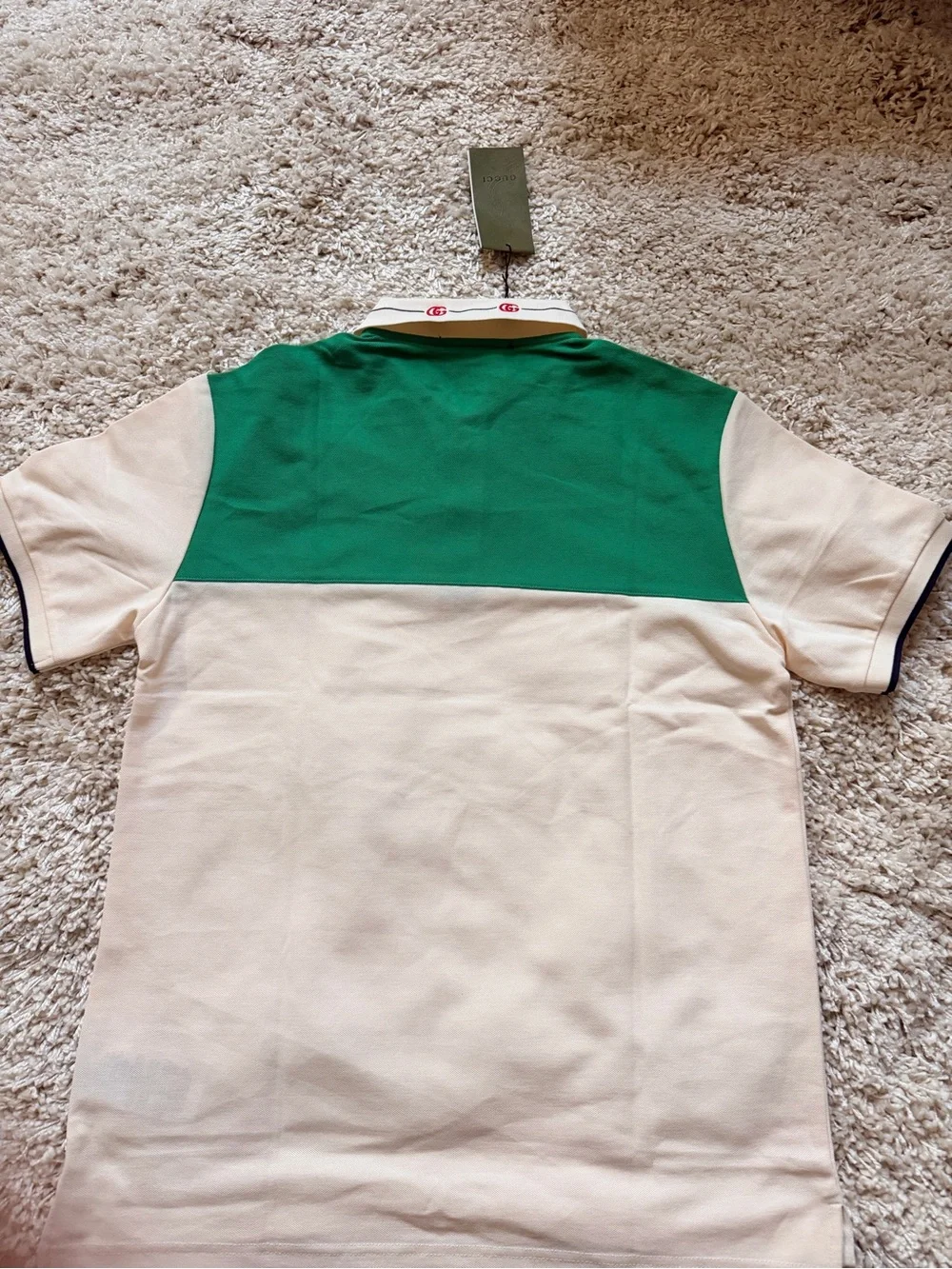 Gucci Green and Cream Block Polo Shirt